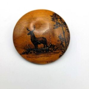 Vintage Wooden Deer Brooch